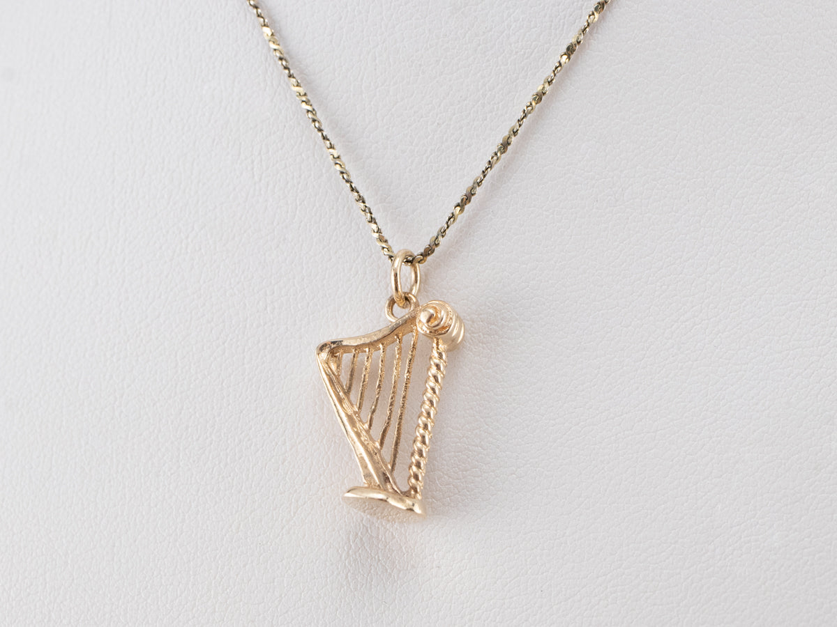 10K Gold Music Harp Charm