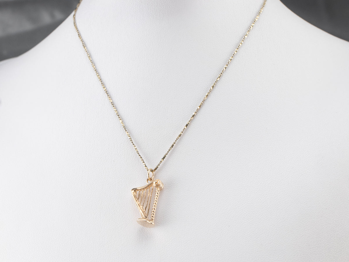 10K Gold Music Harp Charm