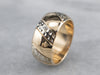 Floral Unisex Patterned Two Tone Gold Band