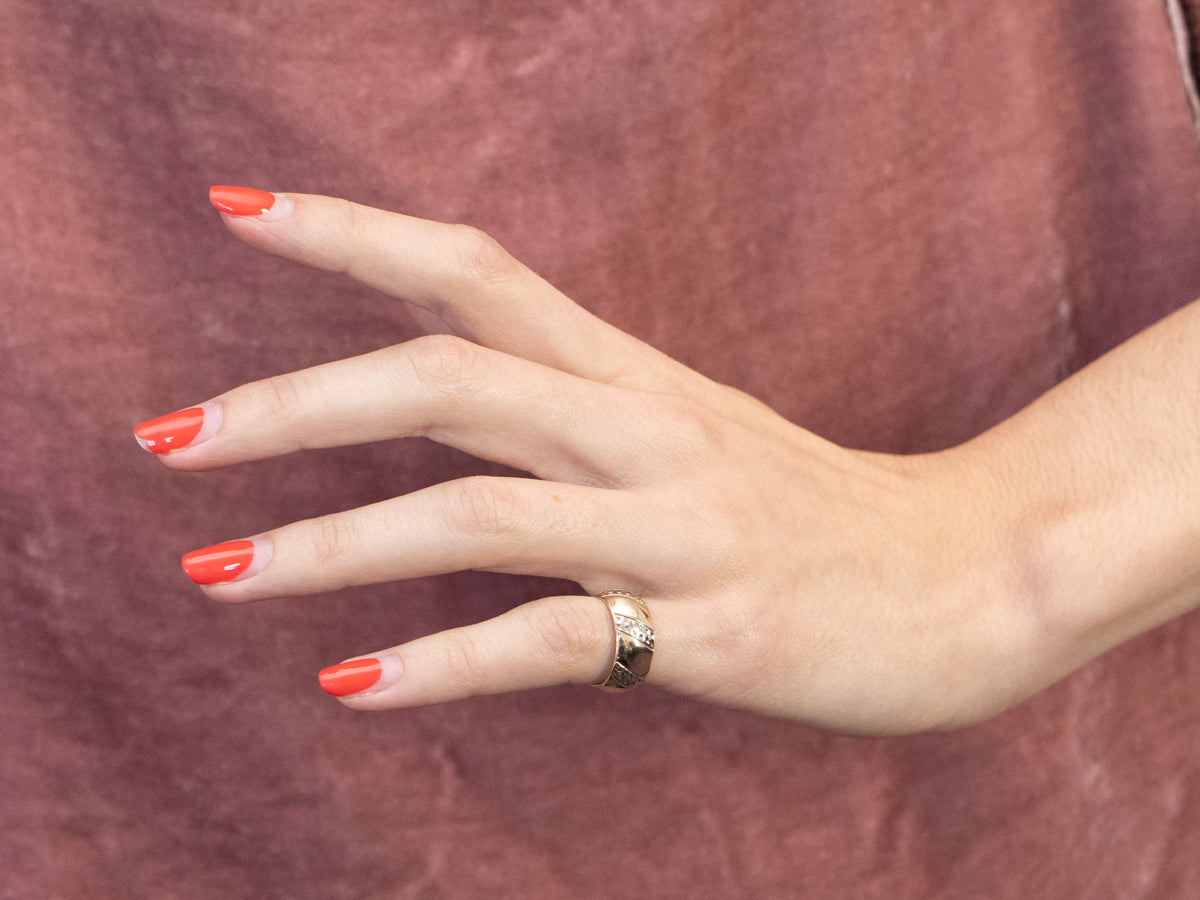 Floral Unisex Patterned Two Tone Gold Band