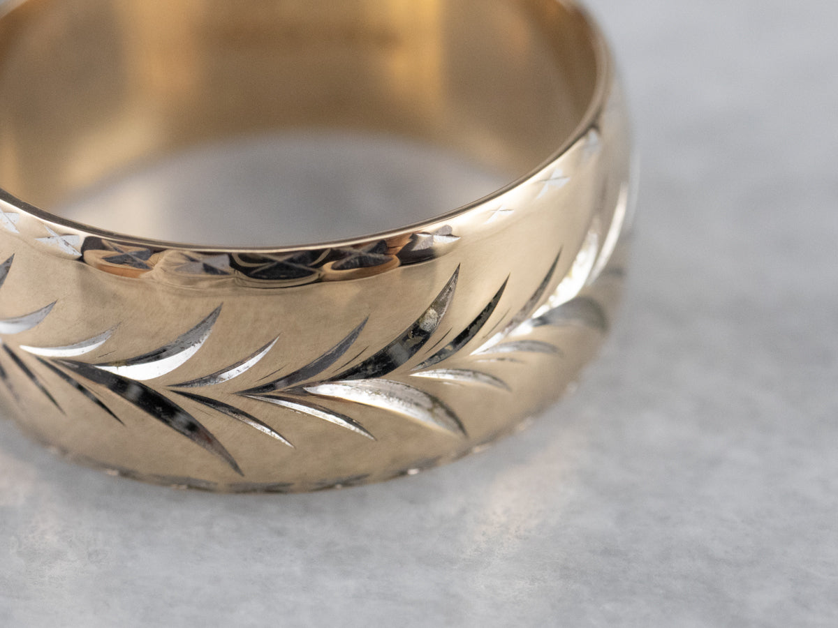 Vintage Wheat Pattern Wedding Band