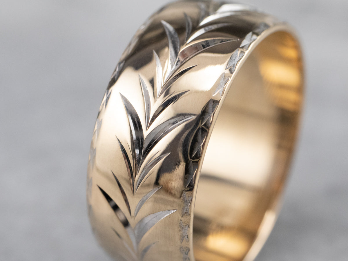 Vintage Wheat Pattern Wedding Band
