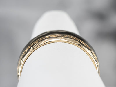 Wide Pattern Edge Gold Band