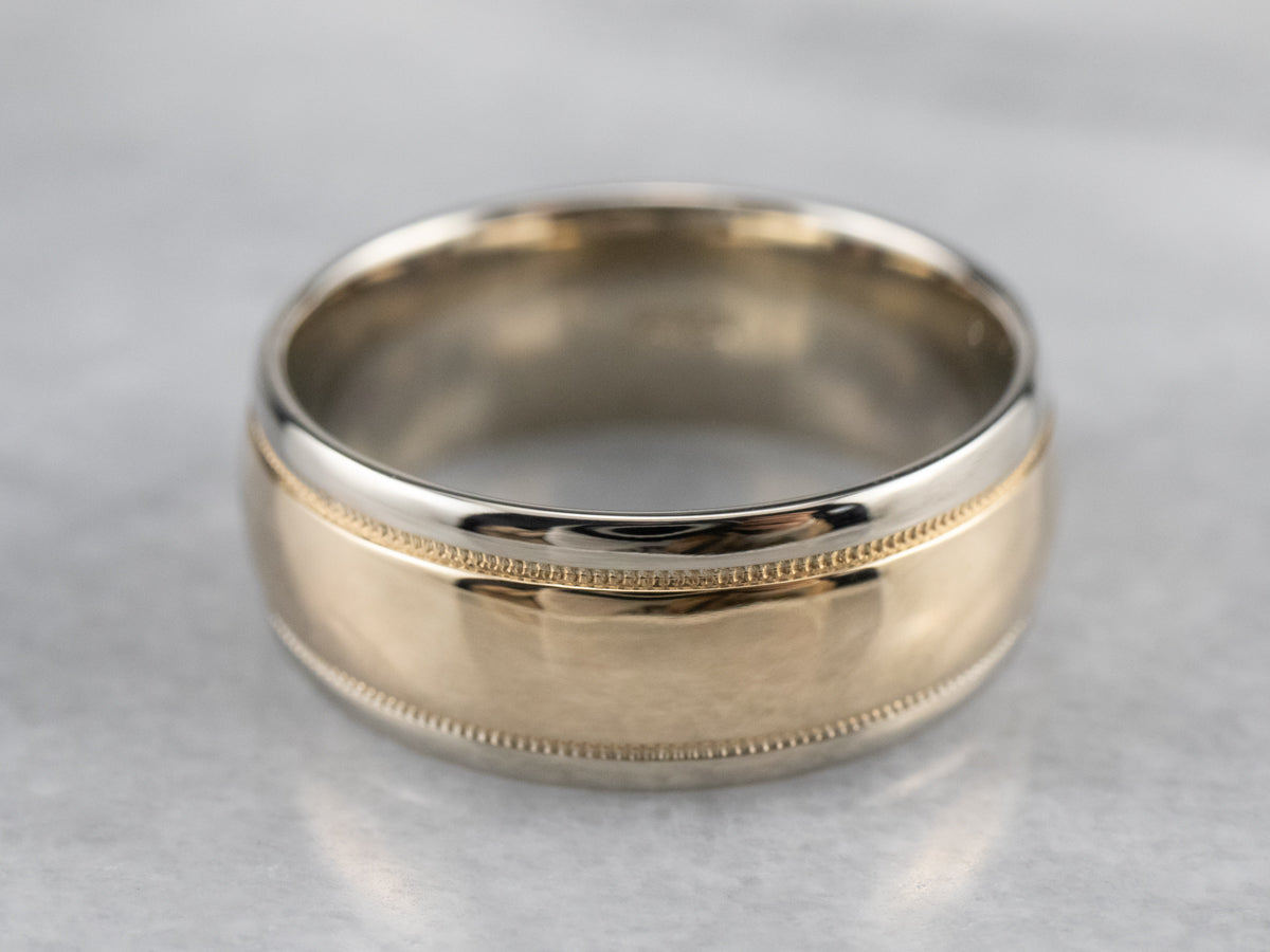 Minimalist Two Tone Gold Wedding Band