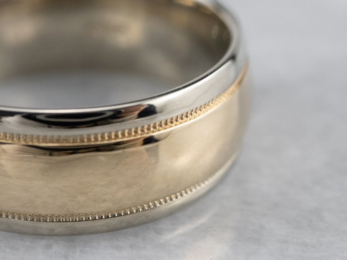 Minimalist Two Tone Gold Wedding Band