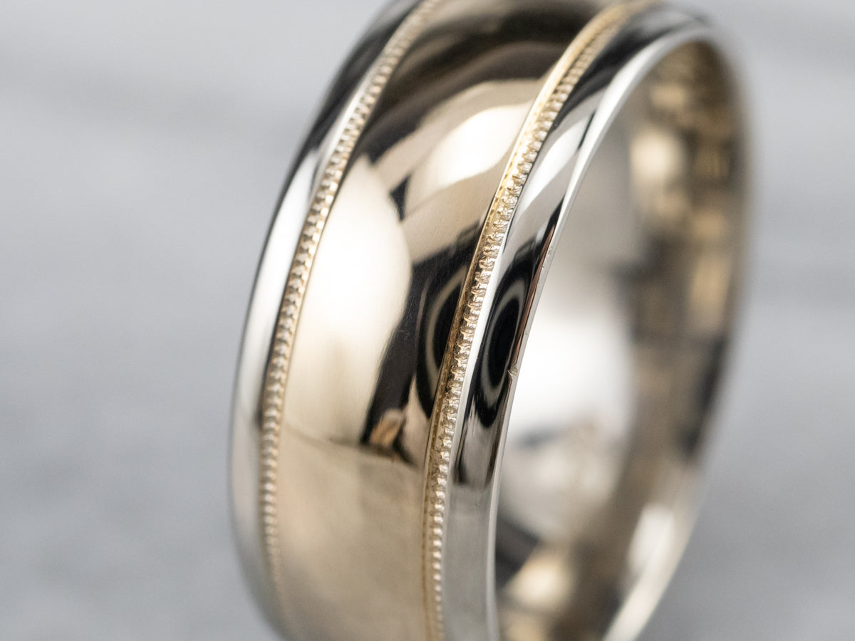 Minimalist Two Tone Gold Wedding Band