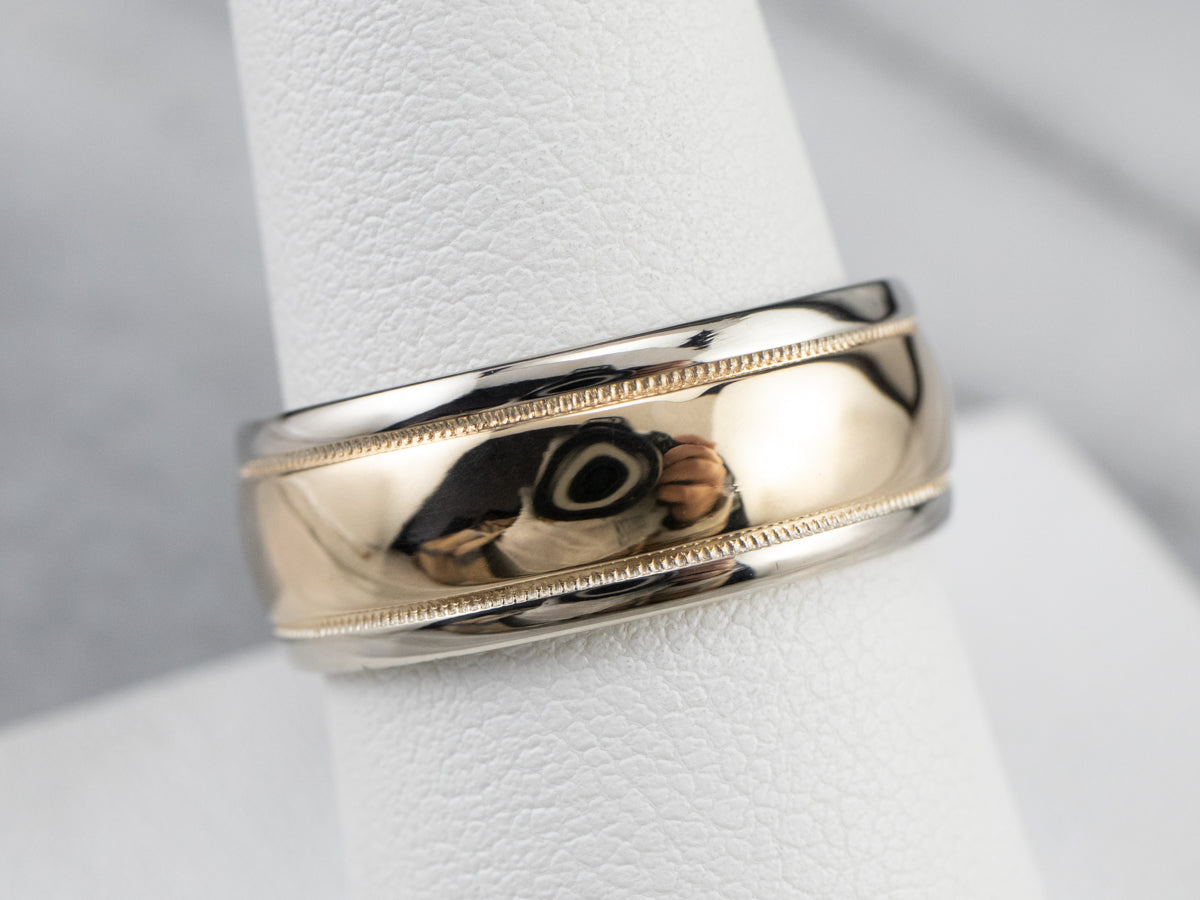 Minimalist Two Tone Gold Wedding Band