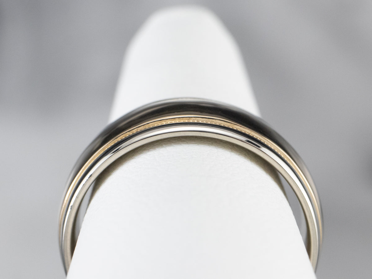 Minimalist Two Tone Gold Wedding Band