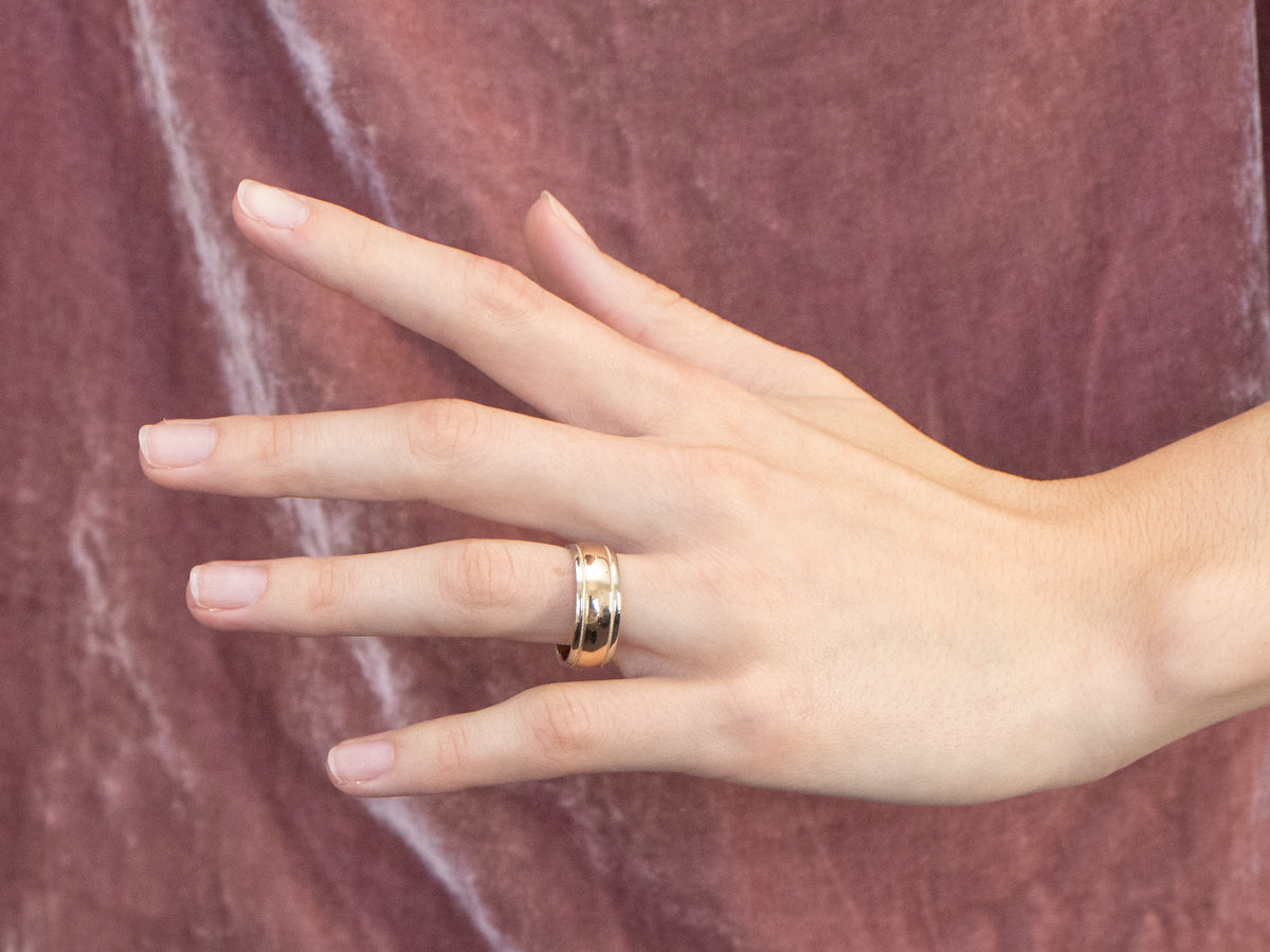 Minimalist Two Tone Gold Wedding Band