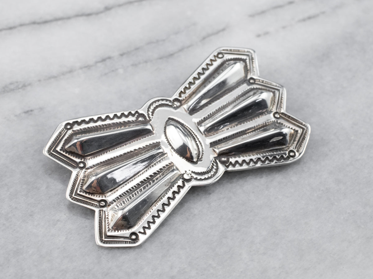 Sterling Silver Native American Bow Brooch
