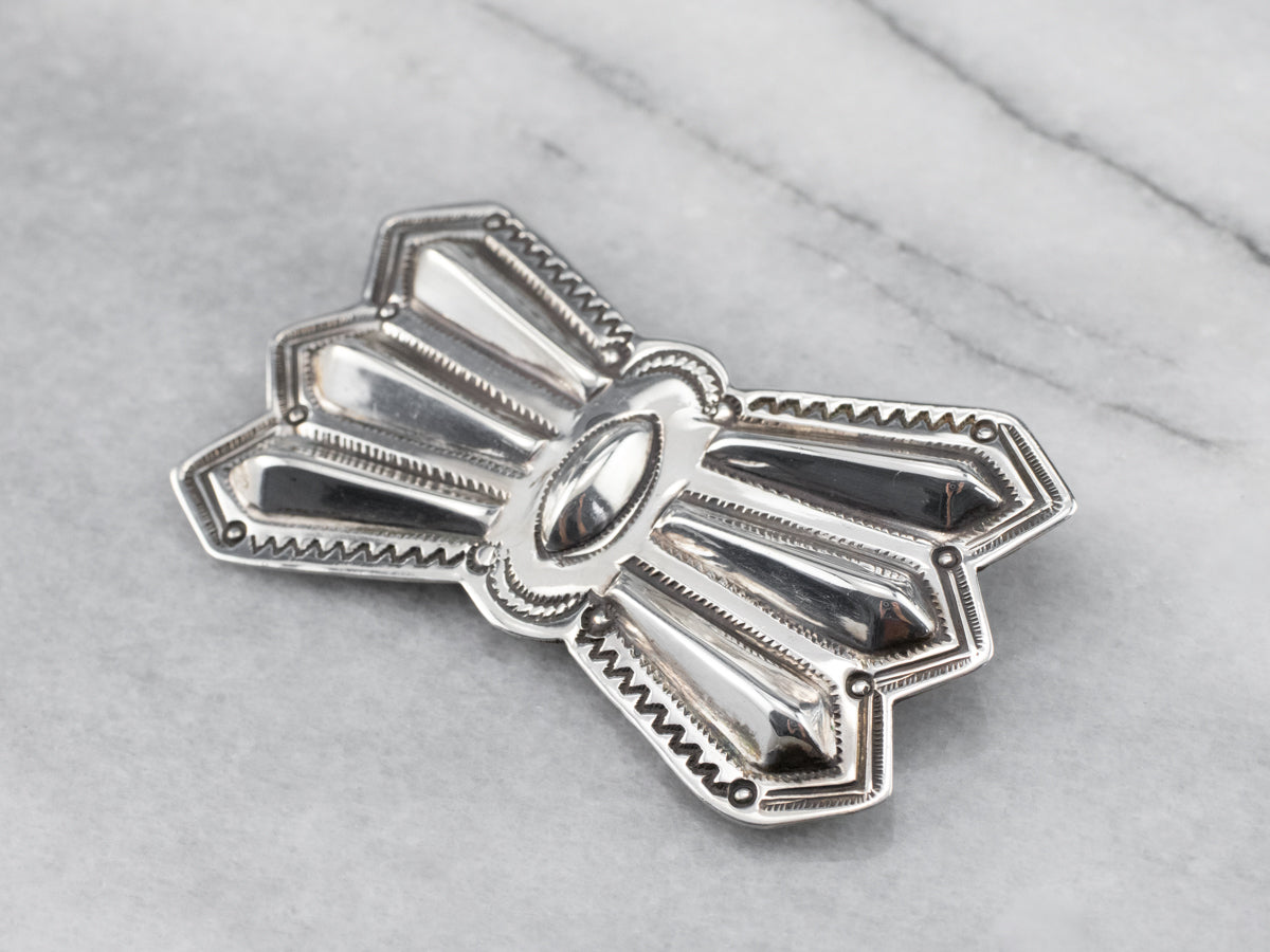 Sterling Silver Native American Bow Brooch