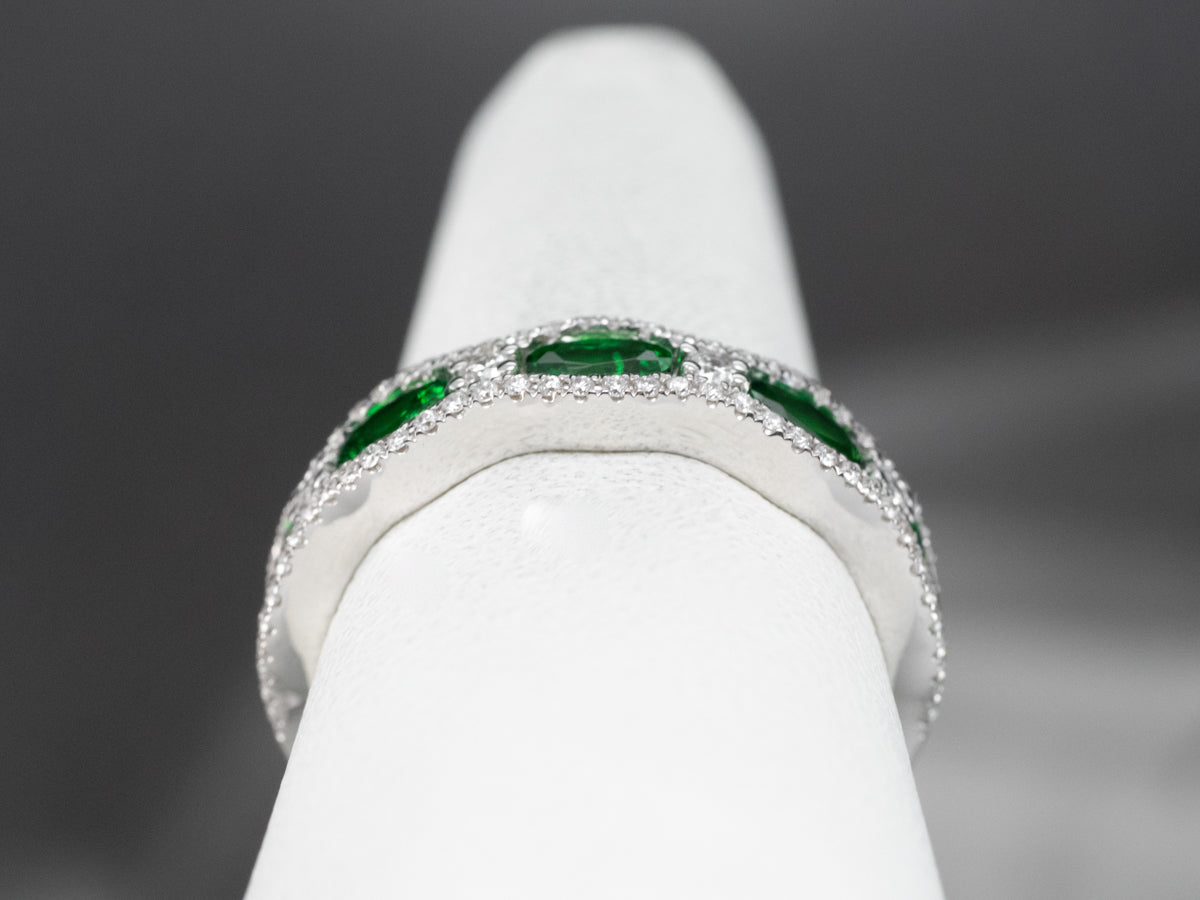 Tsavorite Garnet and Diamond Cocktail Band