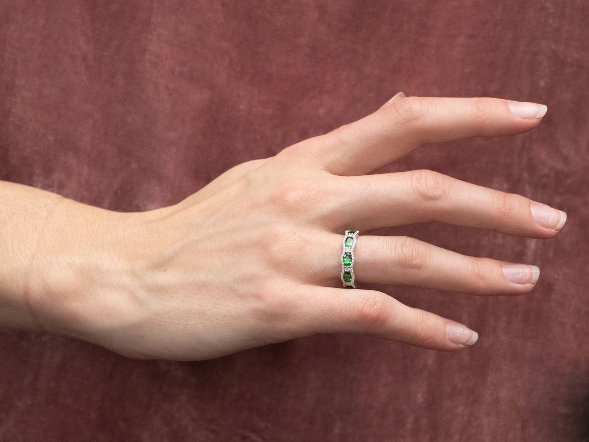 Tsavorite Garnet and Diamond Cocktail Band