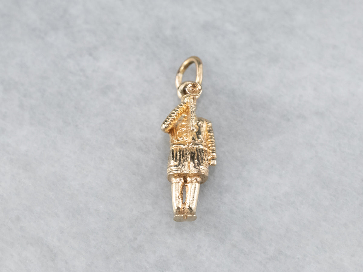 Vintage Gold Bugle Boy Charm