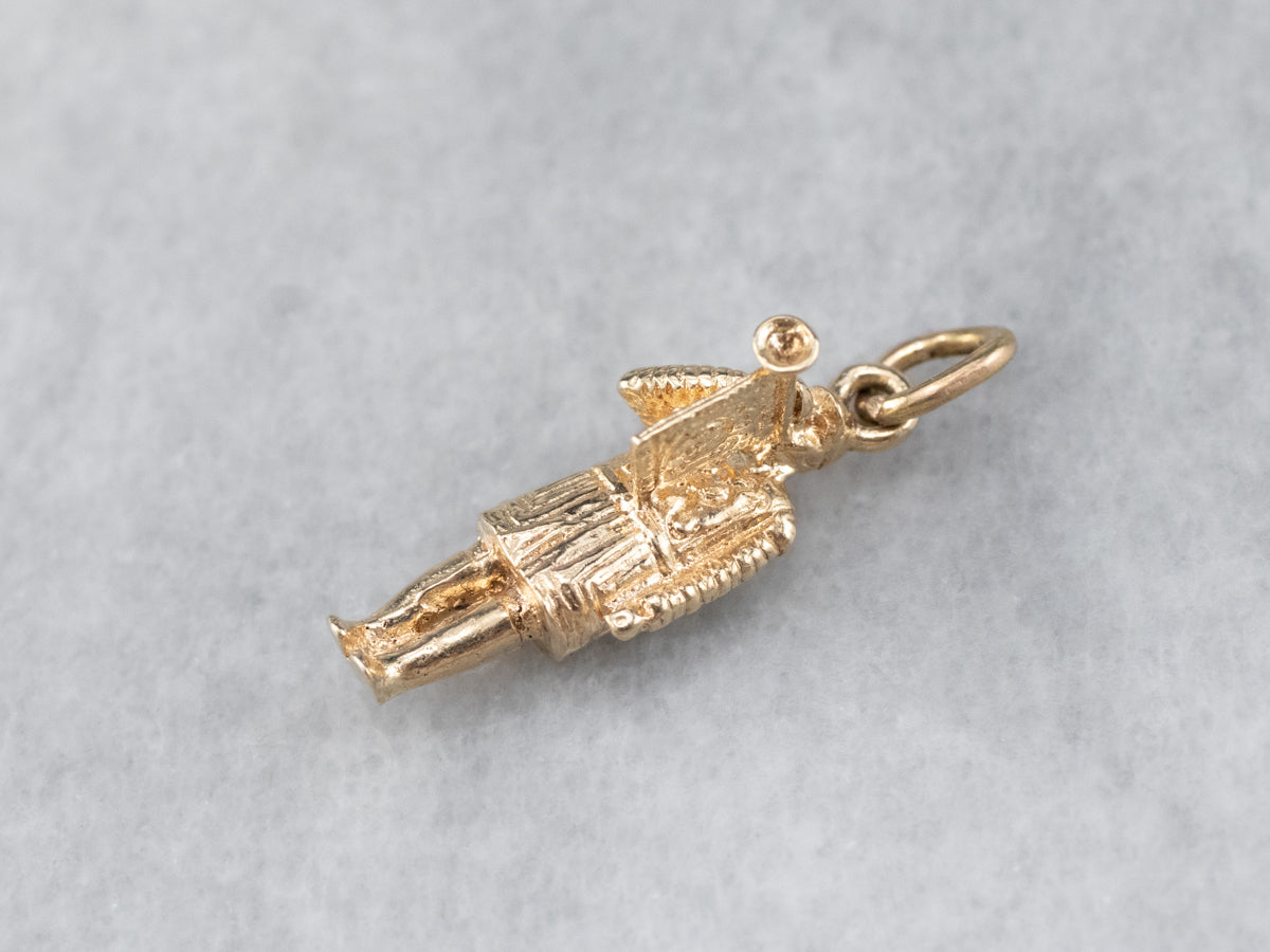 Vintage Gold Bugle Boy Charm