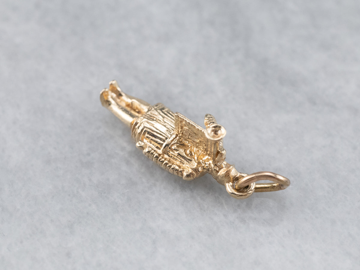 Vintage Gold Bugle Boy Charm