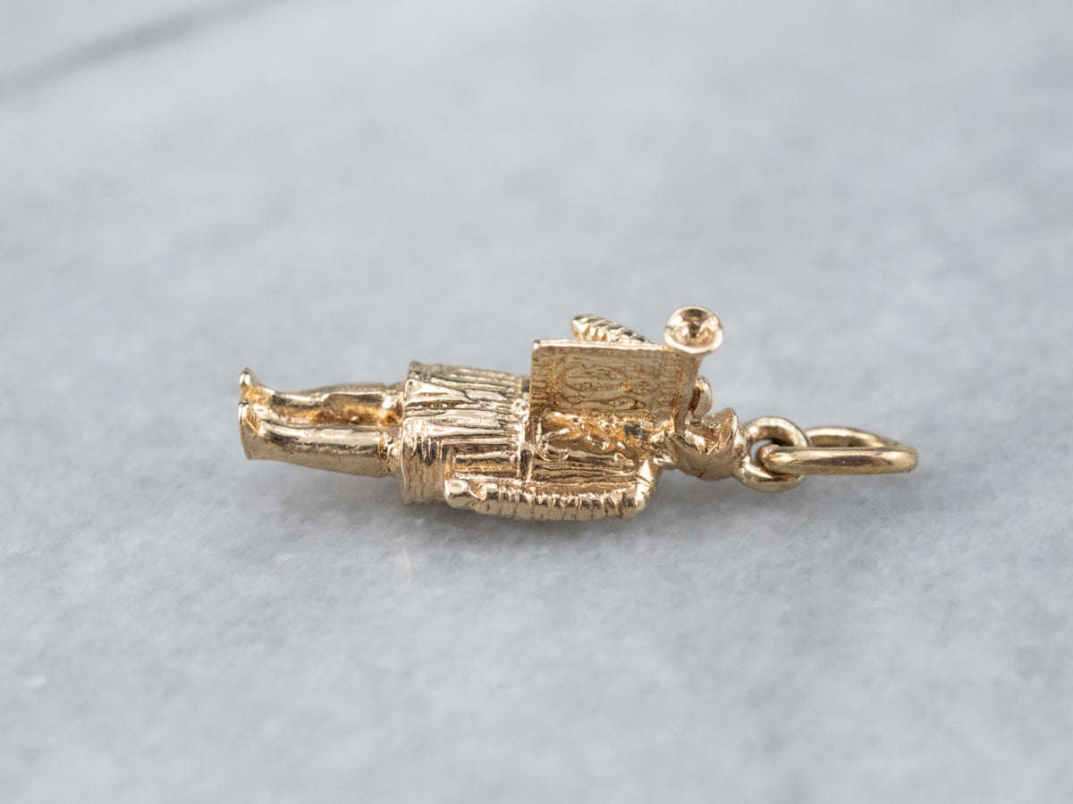Vintage Gold Bugle Boy Charm