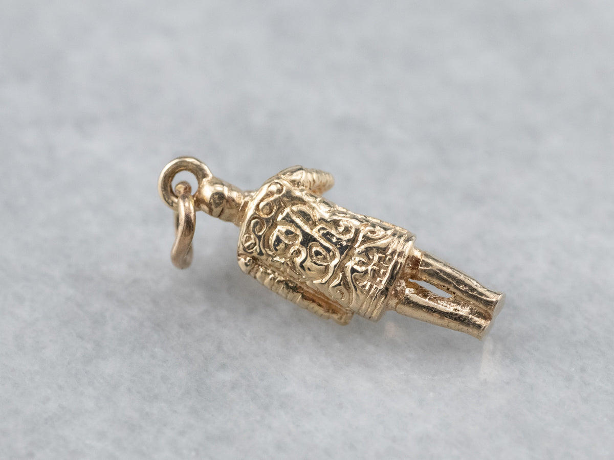 Vintage Gold Bugle Boy Charm