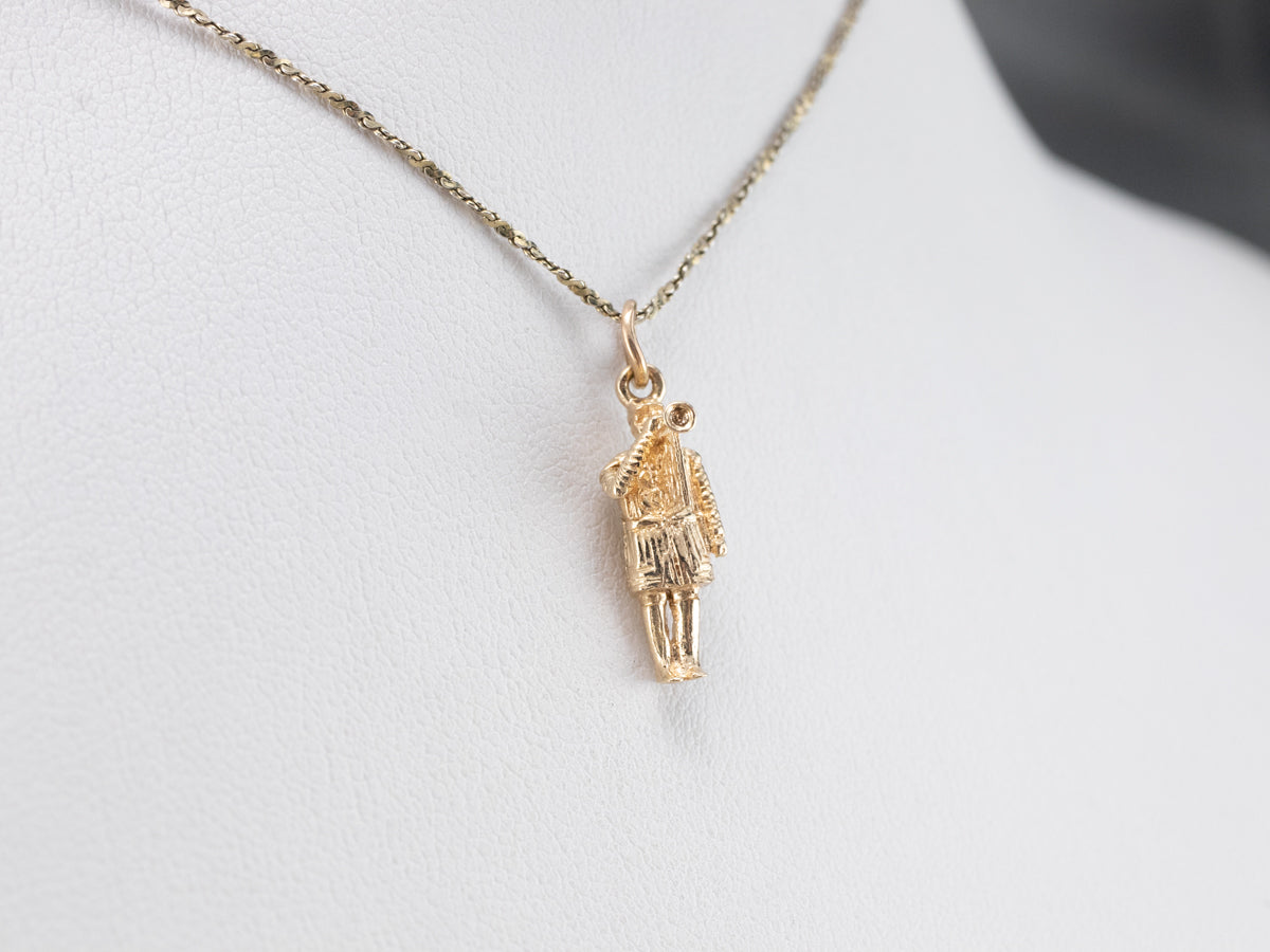 Vintage Gold Bugle Boy Charm