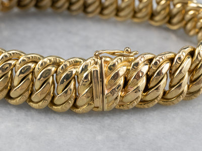 Chased 18K Gold Curb Chain Bracelet
