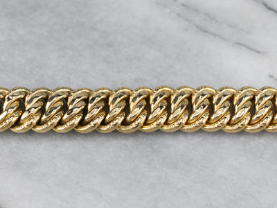 Chased 18K Gold Curb Chain Bracelet