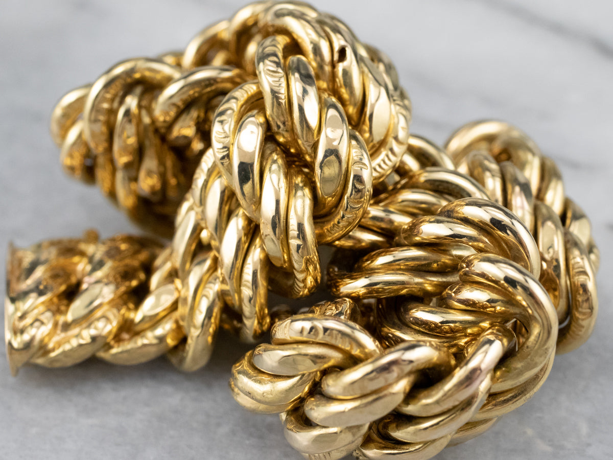 Chased 18K Gold Curb Chain Bracelet