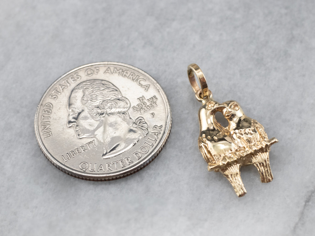 Sweet Gold Love Birds Pendant