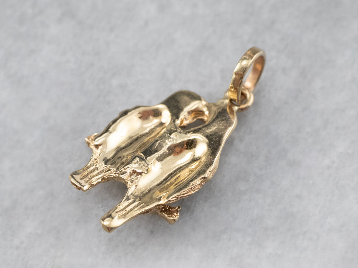 Sweet Gold Love Birds Pendant