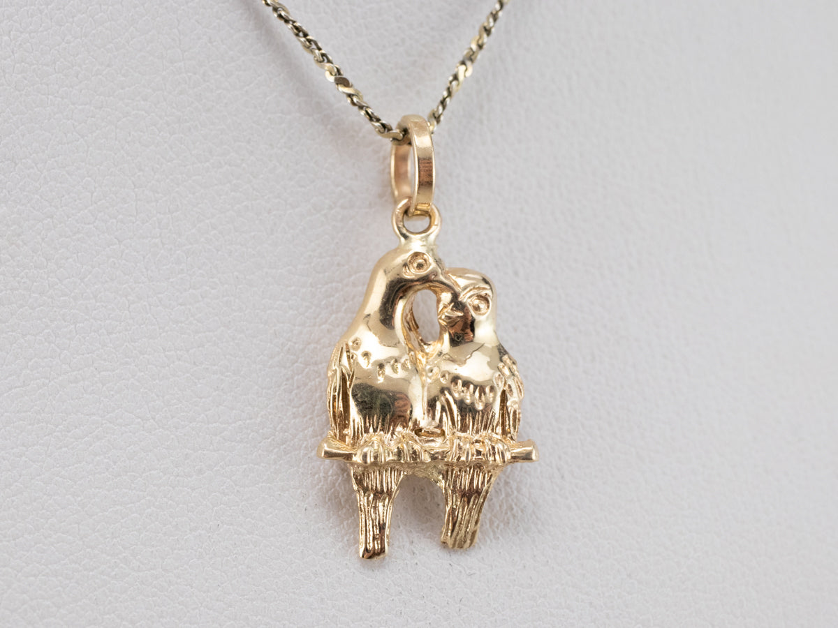 Sweet Gold Love Birds Pendant