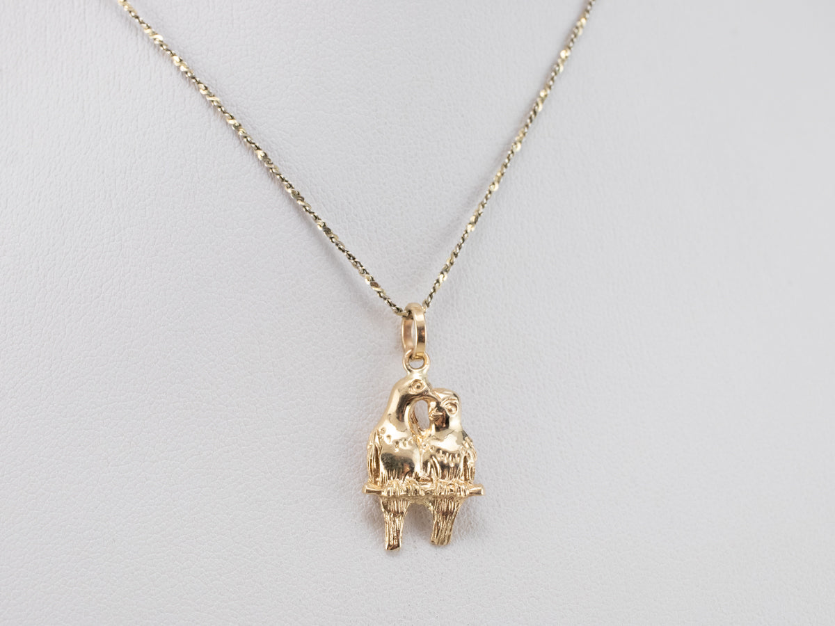 Sweet Gold Love Birds Pendant