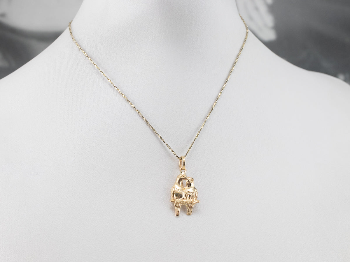 Sweet Gold Love Birds Pendant