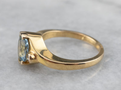 Aquamarine and Diamond Bypass Ring