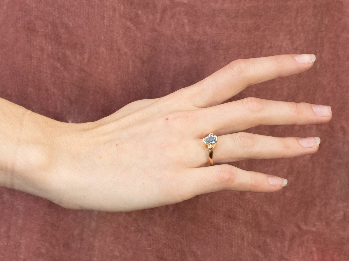 Aquamarine and Diamond Bypass Ring