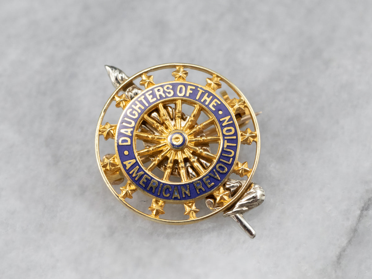 Gold Daughters of the American Revolution Lapel Pin