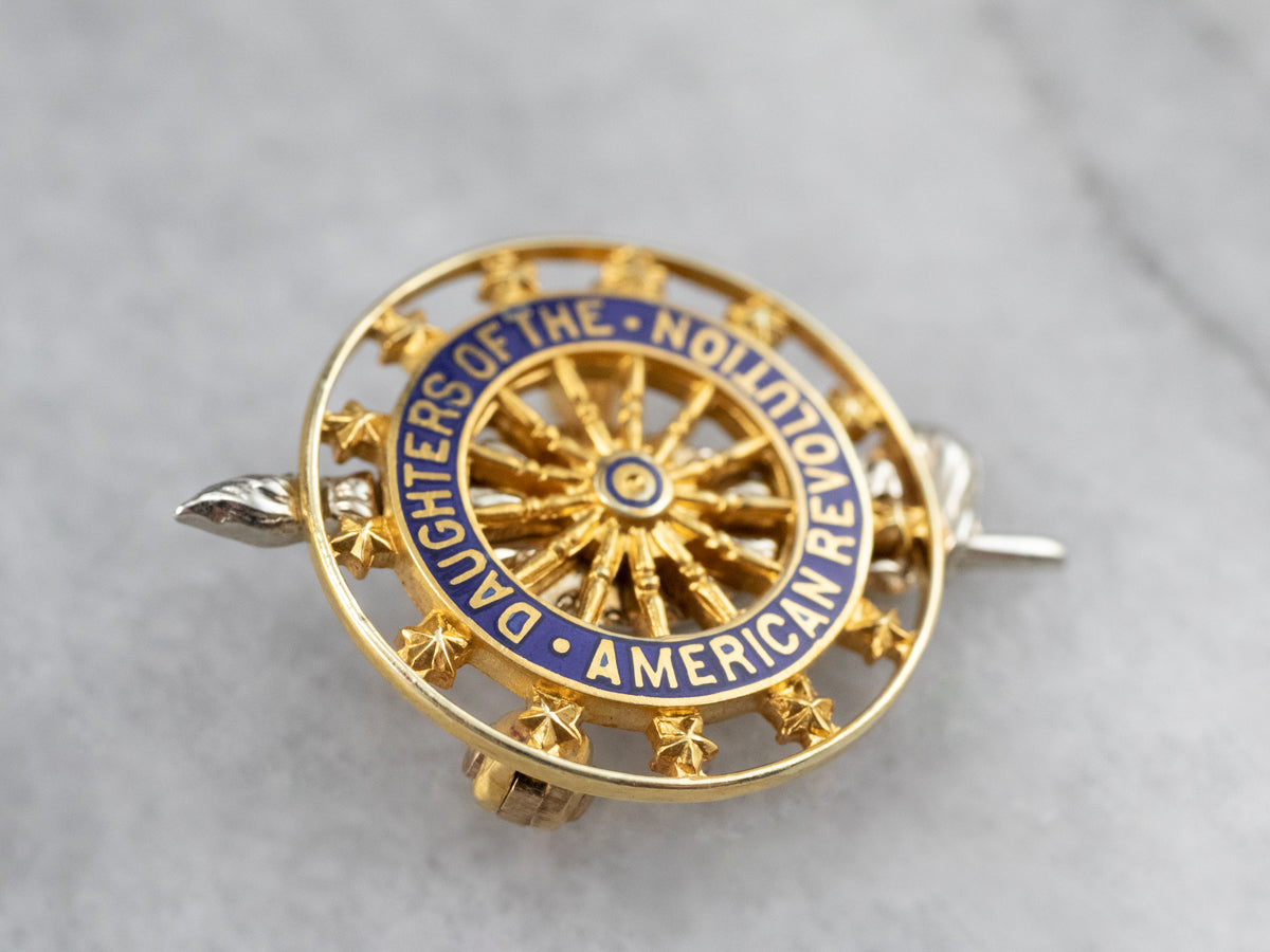 Gold Daughters of the American Revolution Lapel Pin
