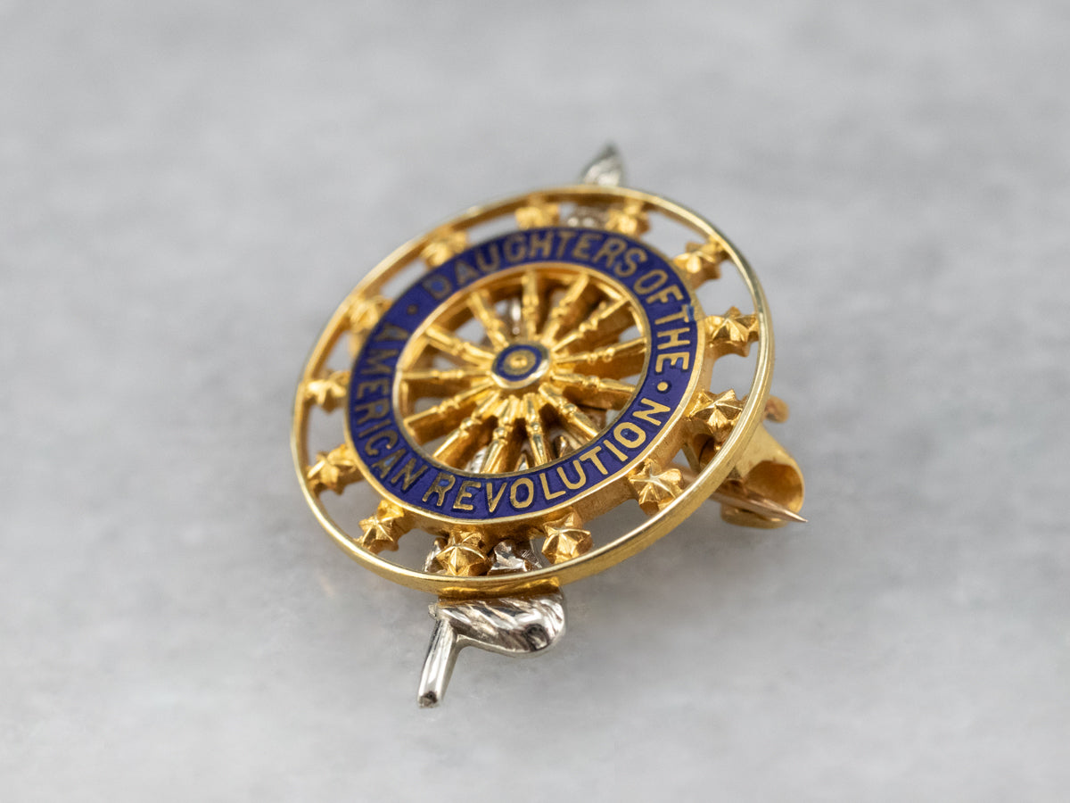 Gold Daughters of the American Revolution Lapel Pin