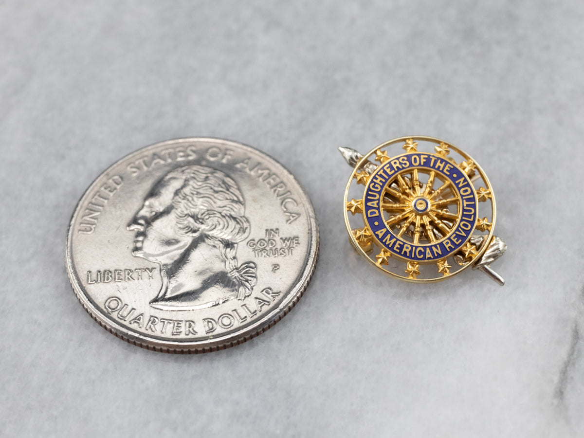 Gold Daughters of the American Revolution Lapel Pin