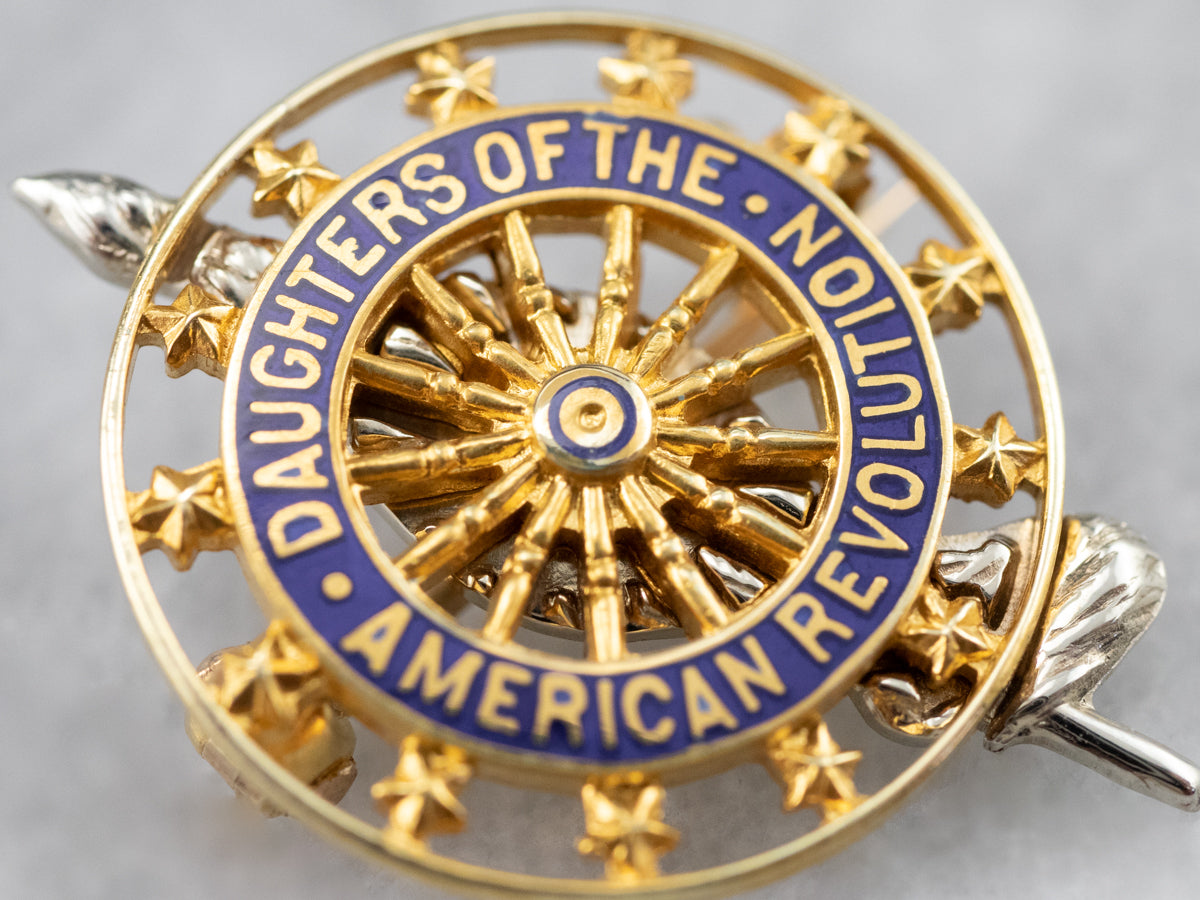 Gold Daughters of the American Revolution Lapel Pin