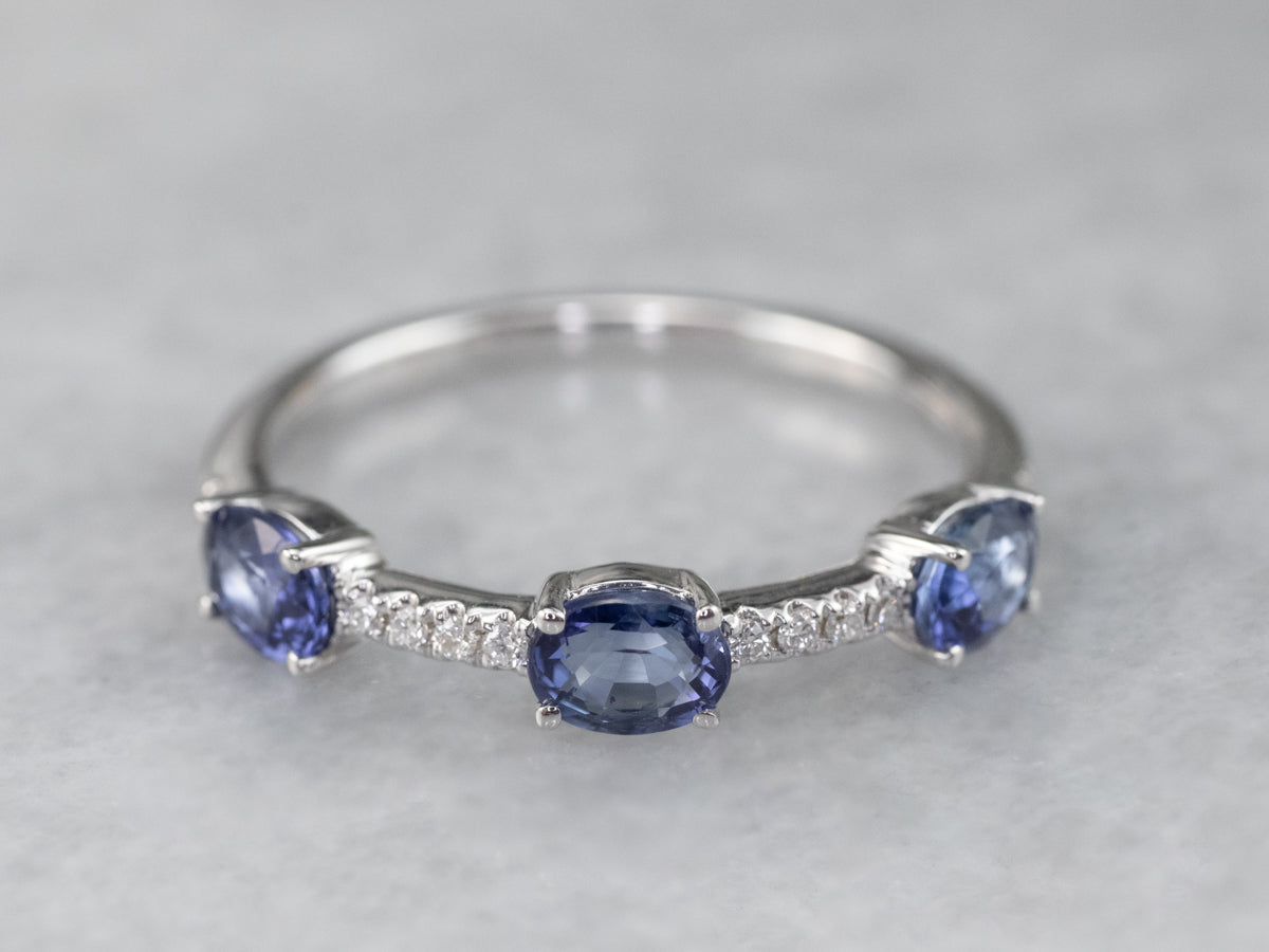 Modern Sapphire and Diamond Band