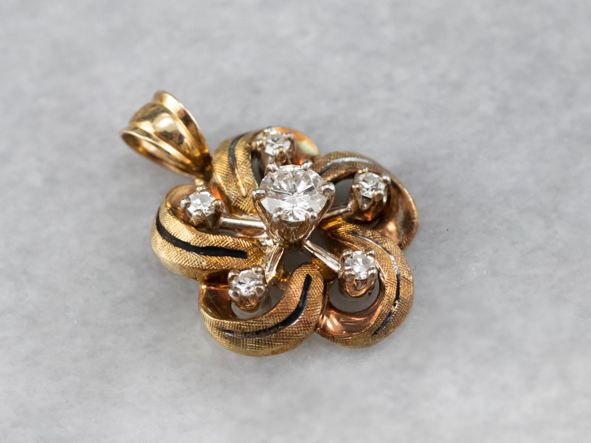 Enamel and Diamond Lover's Knot Pendant