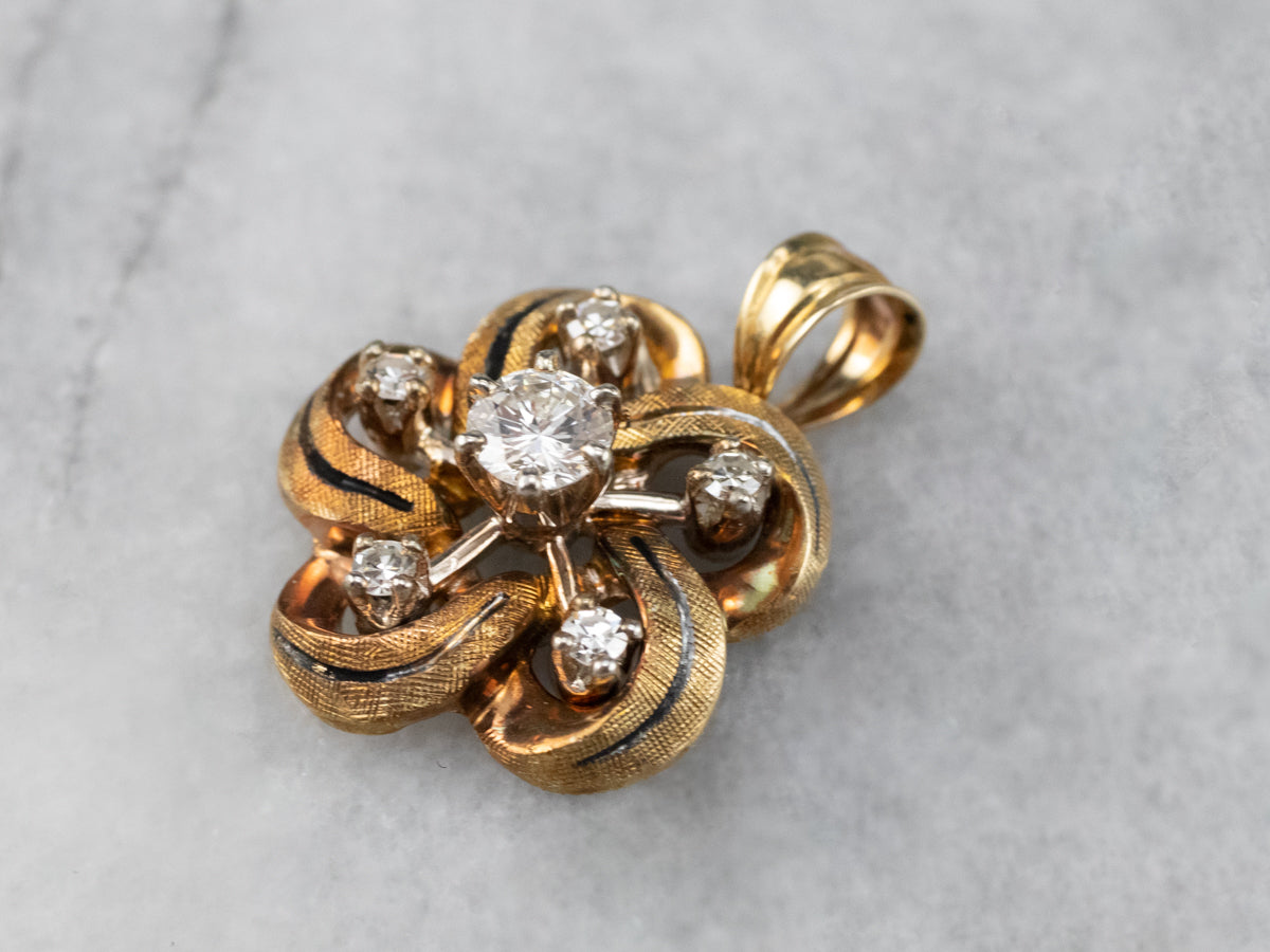 Enamel and Diamond Lover's Knot Pendant