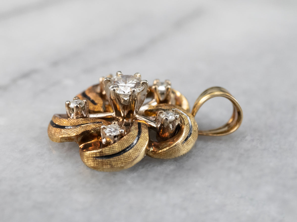 Enamel and Diamond Lover's Knot Pendant