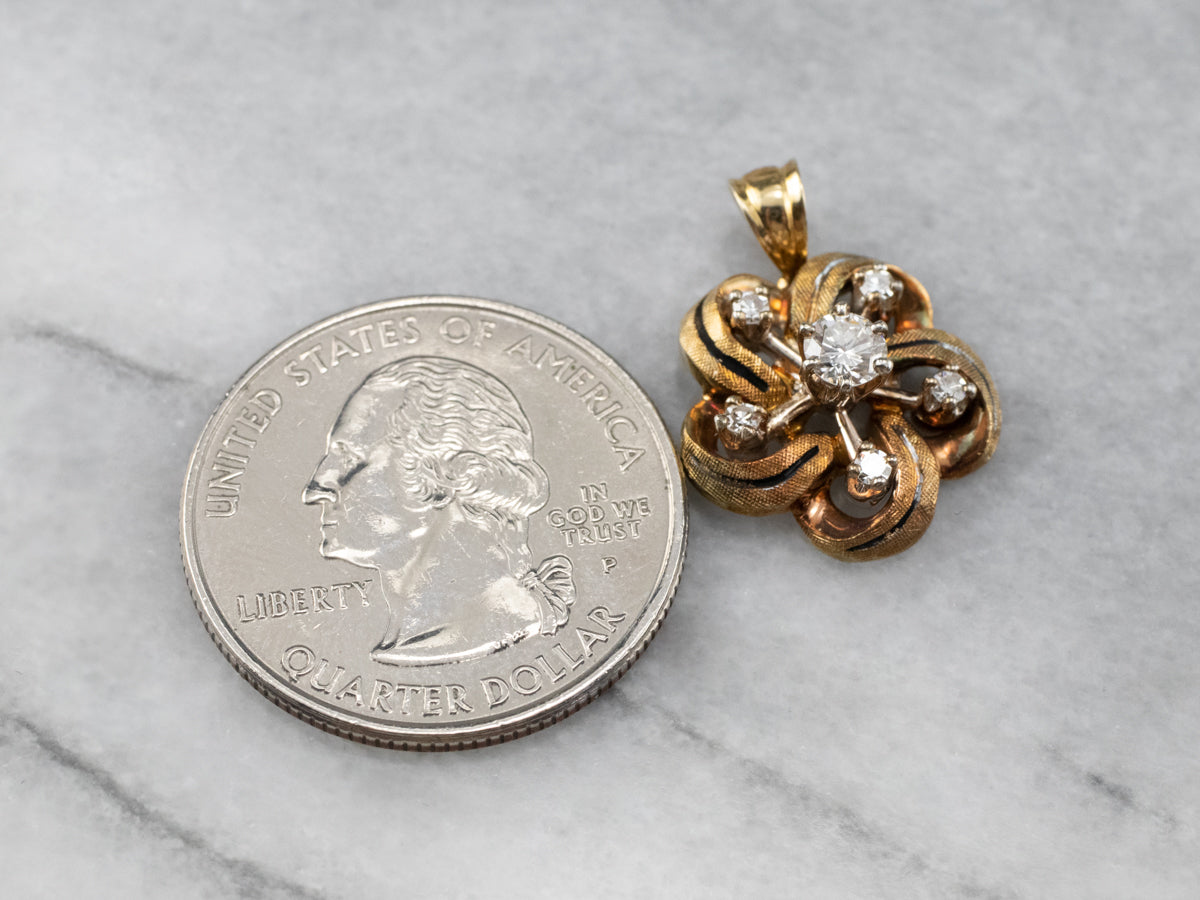 Enamel and Diamond Lover's Knot Pendant