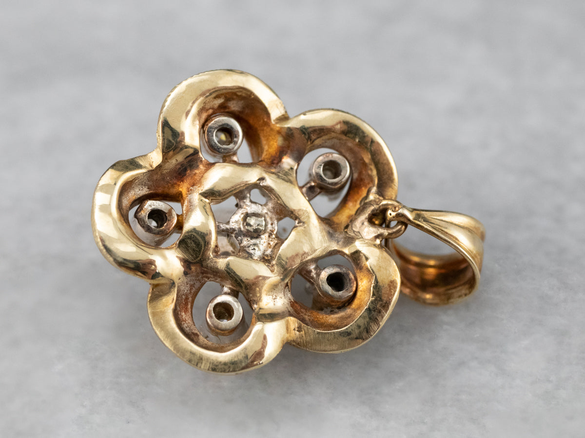 Enamel and Diamond Lover's Knot Pendant