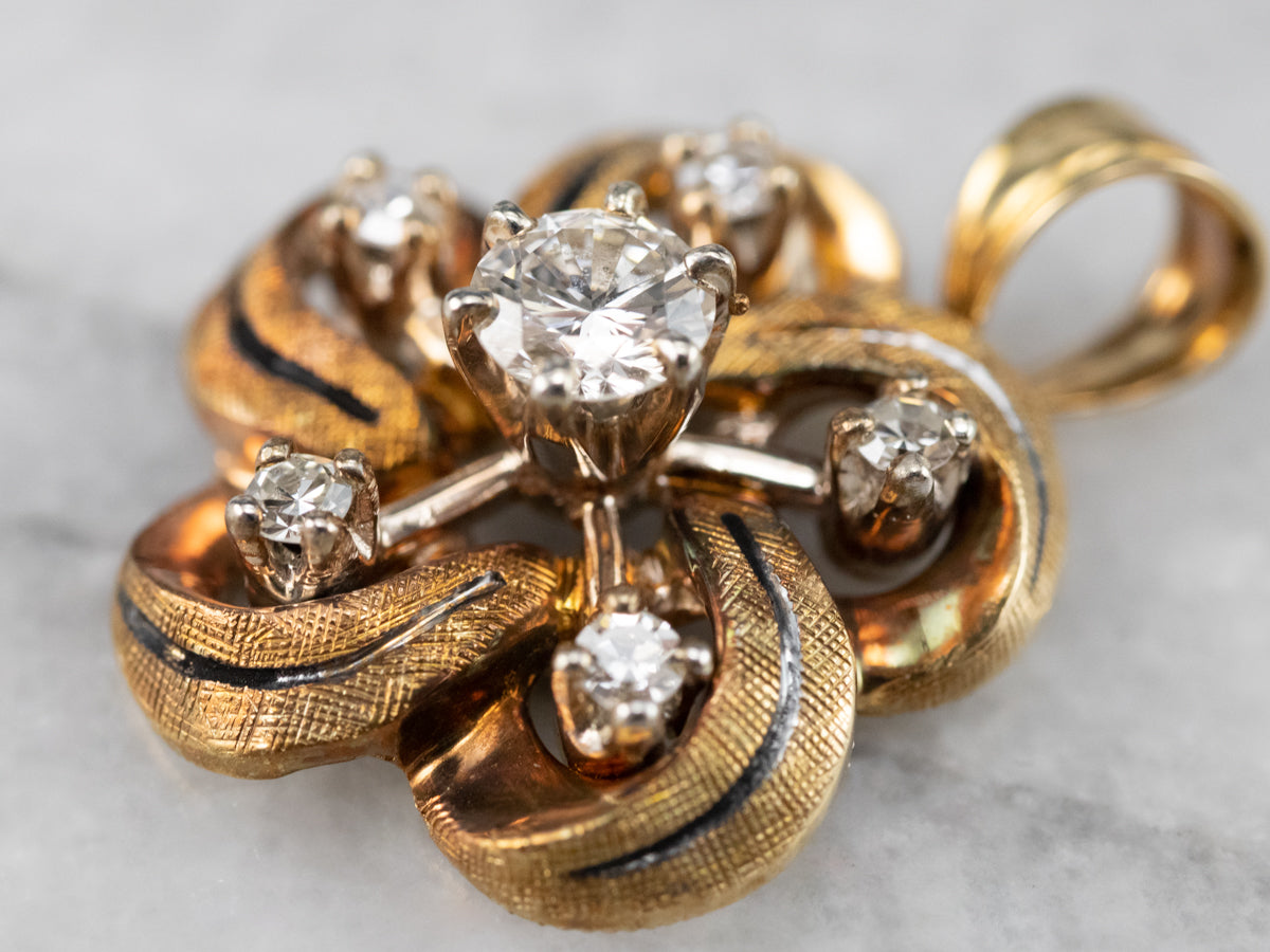 Enamel and Diamond Lover's Knot Pendant