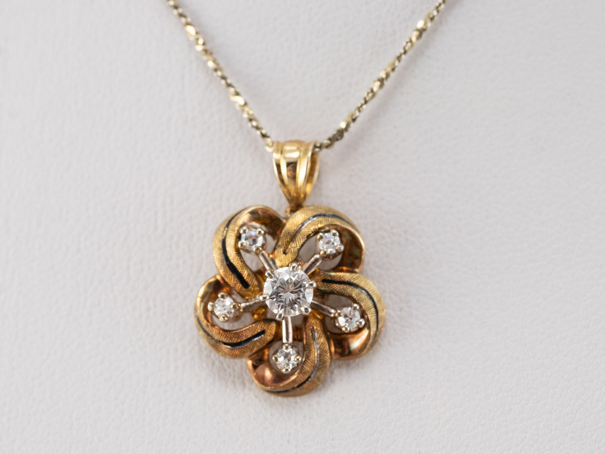 Enamel and Diamond Lover's Knot Pendant
