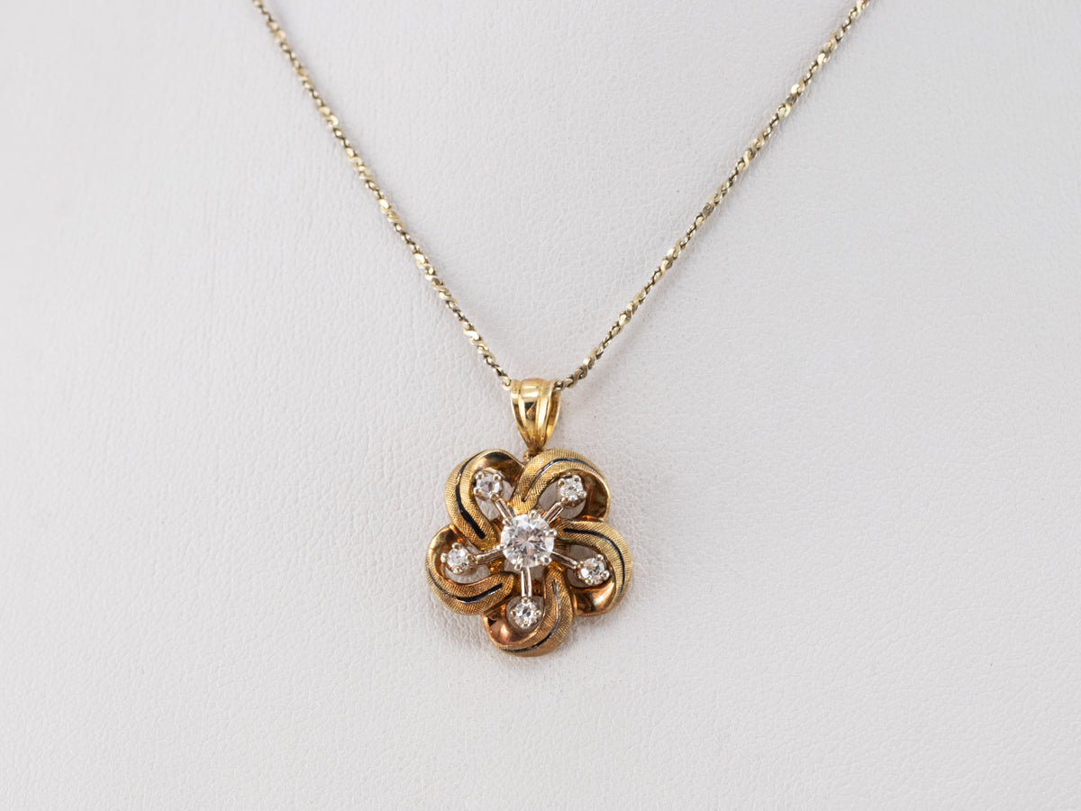 Enamel and Diamond Lover's Knot Pendant