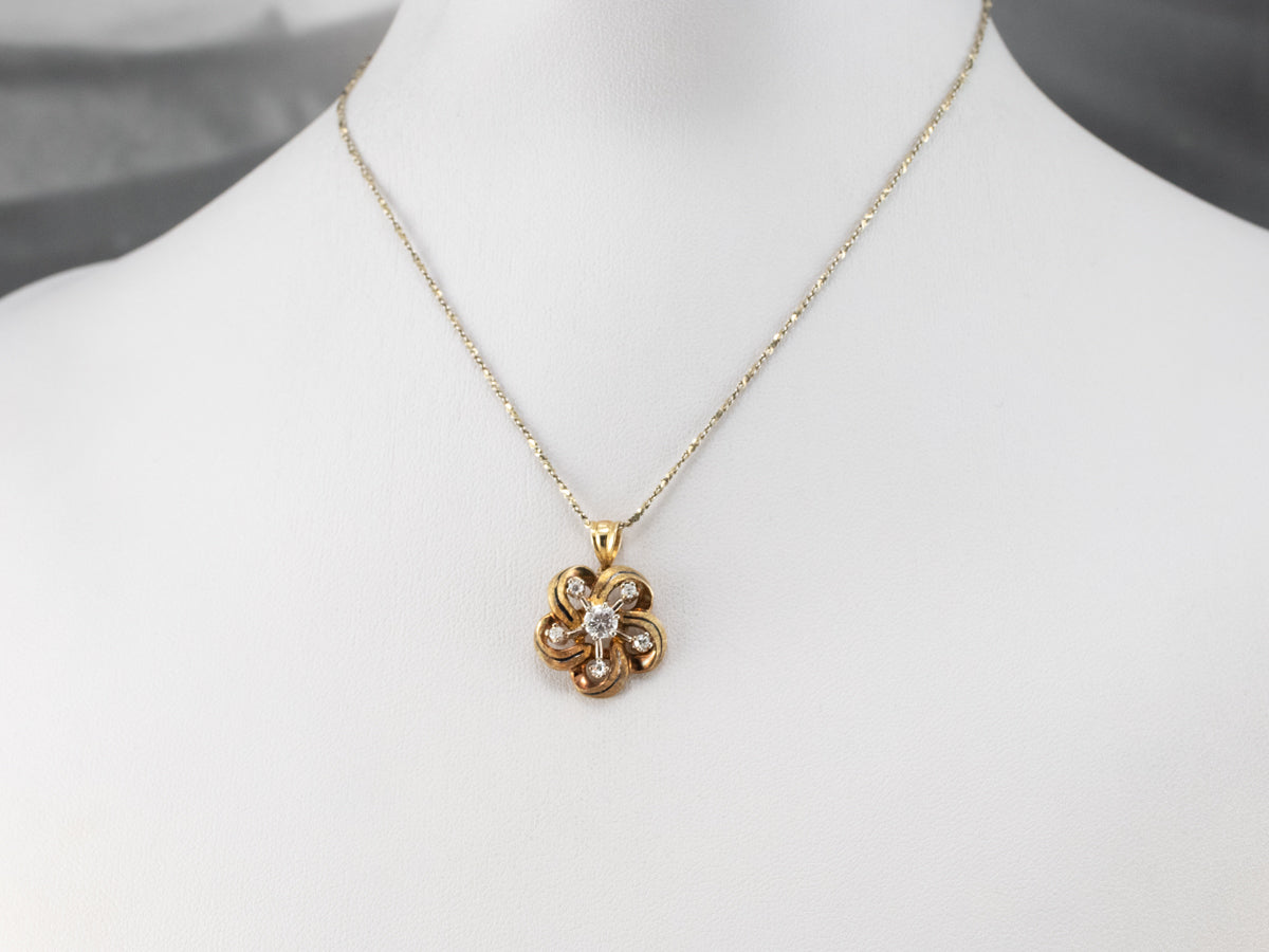 Enamel and Diamond Lover's Knot Pendant