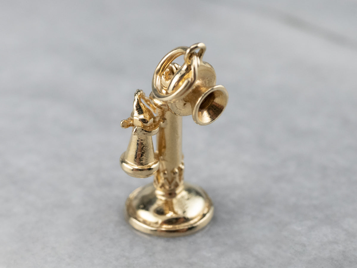 Gold Old Fashioned Phone Charm
