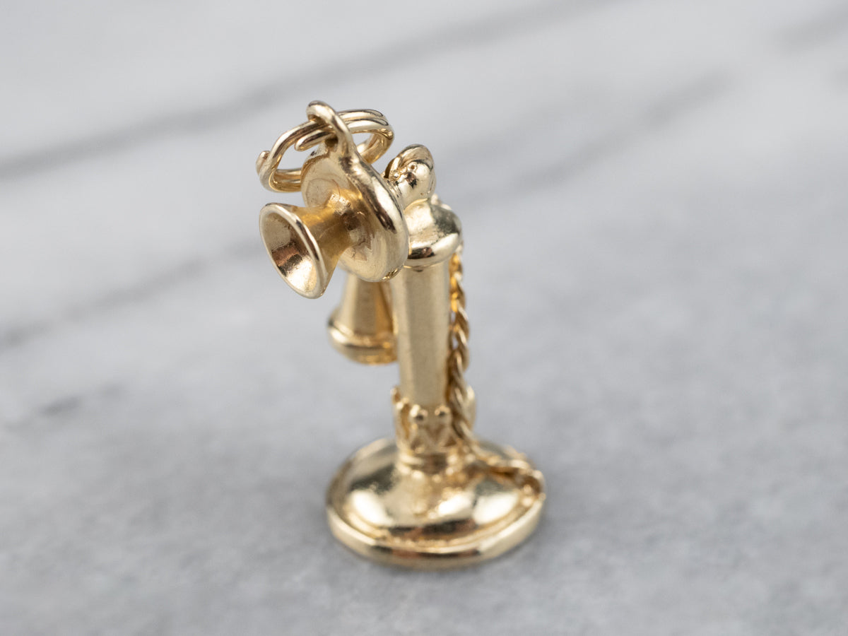 Gold Old Fashioned Phone Charm